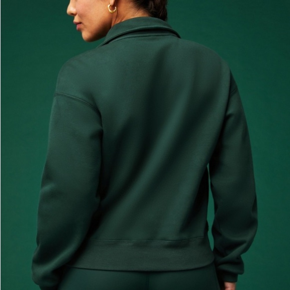 Women’s Half-Zip Pullover Sweatshirt - Dark Green Fabletics - Picture 2 of 3